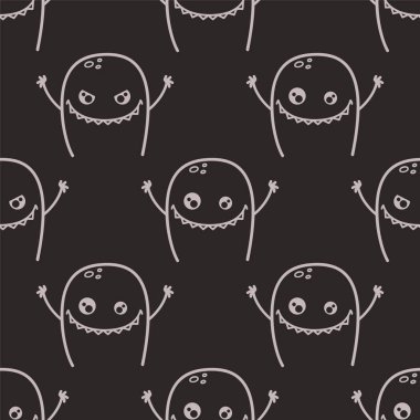 Şirin doodle canavarlar. Sorunsuz vektör desen