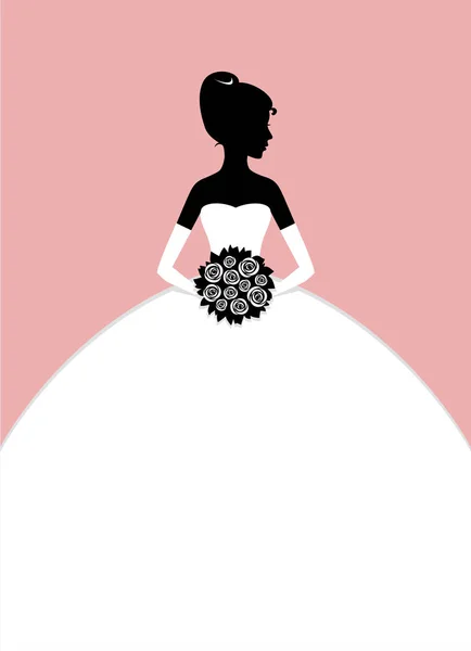 Bruidskamer silhouet. Vectorillustratie van jonge mooie bruid — Stockvector