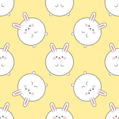 Tüylü tavşan. Sorunsuz vektör desen. Çizgi film arka plan