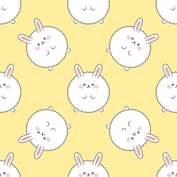 Fluffy rabbit. Seamless vector pattern. Cartoon background — Stock Vector