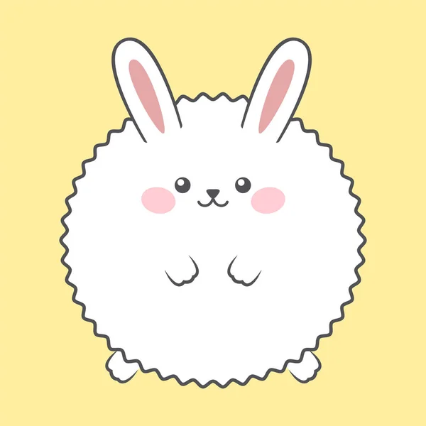 Пушистый кролик. Симпатичное мультяшное животное на желтом фоне — стоковый вектор