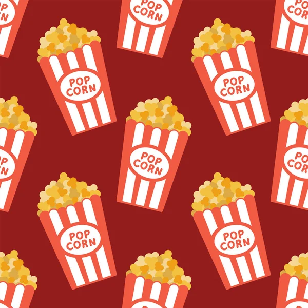 Sfondo popcorn vettoriale senza soluzione di continuità. Illustrazione vettoriale cartone animato — Vettoriale Stock