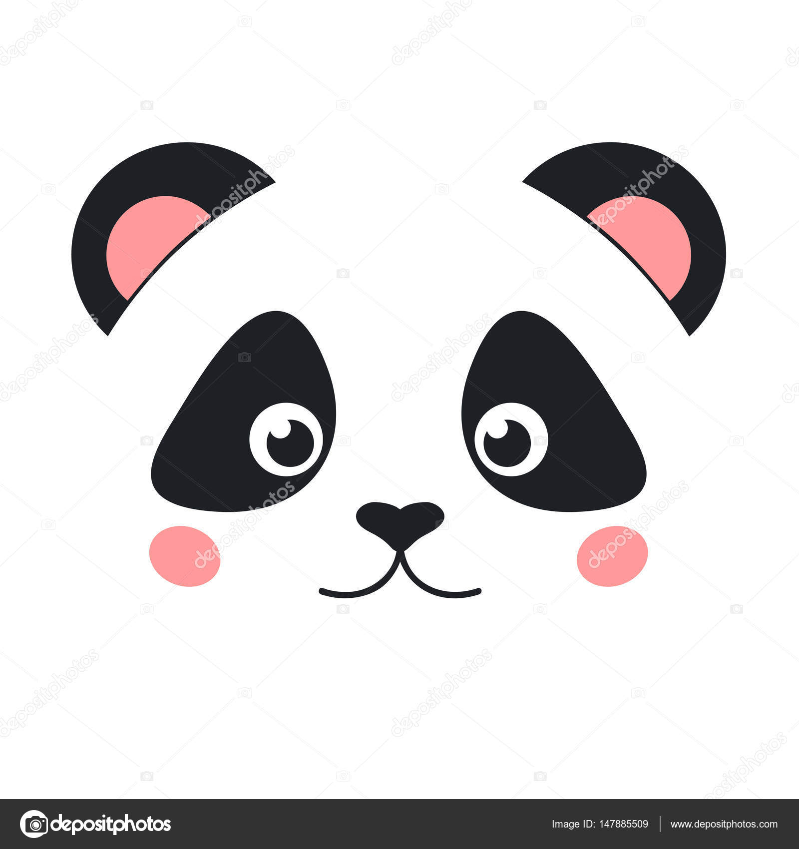 Um panda de desenho animado com um rosto branco e um rosto preto e branco.