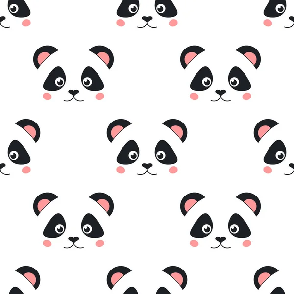 Cartoon panda face pattern — Stock Vector