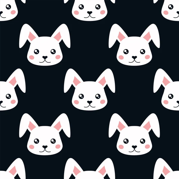 Cartoon rabbit face pattern — Stock Vector