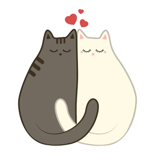 Dos gatos. Ilustración vectorial aislada sobre fondo blanco — Vector de stock