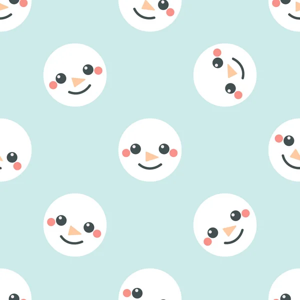 Snowman face. Seamless vector pattern — Stock Vector