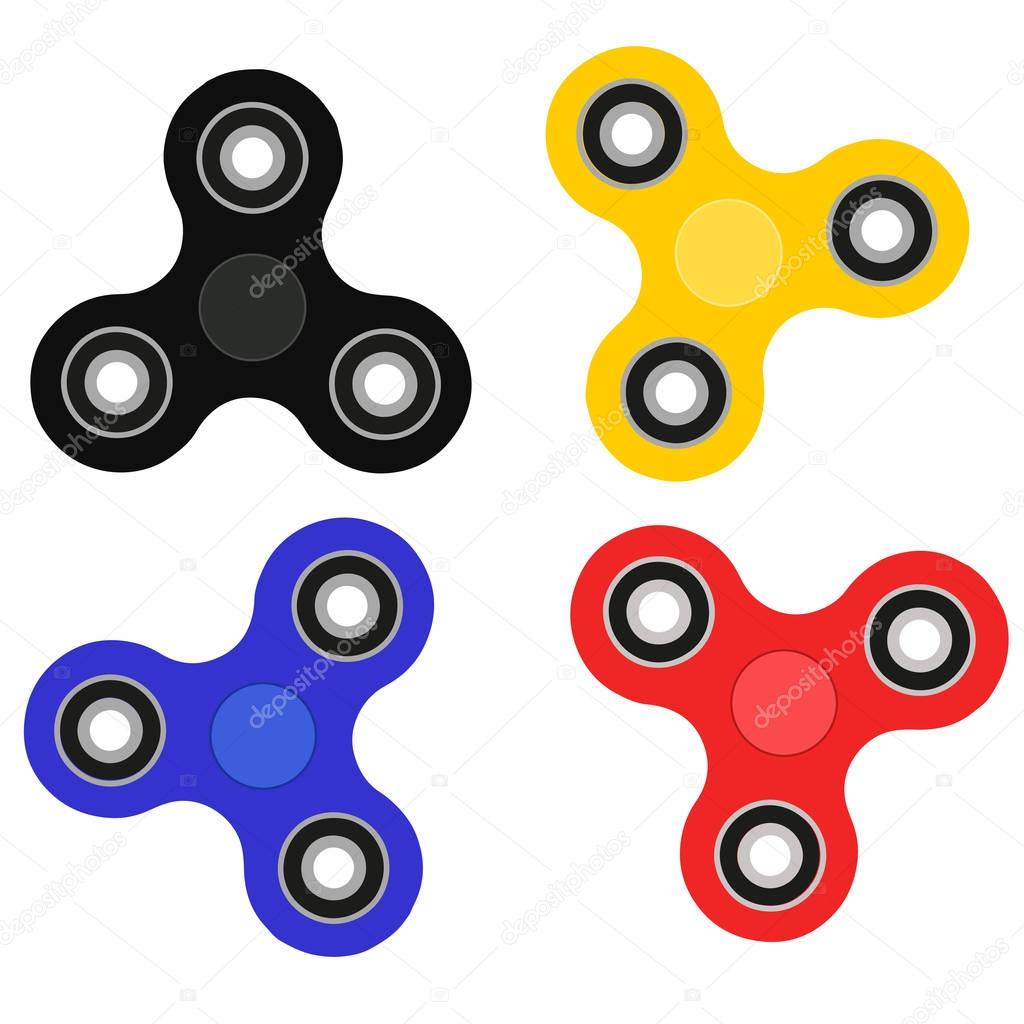 Fidget spinner set isolated on white background