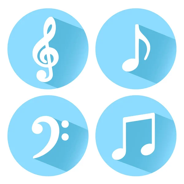 Iconos de notas musicales aislados sobre fondo blanco . — Vector de stock