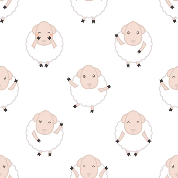 Dancing sheep. Seamless vector pattern — Stock Vector
