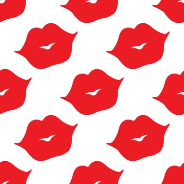 Sorunsuz vektör desen. Beyaz zemin üzerine kırmızı dudaklar