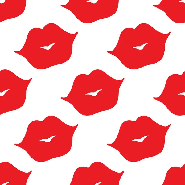 Seamless vector pattern. Red lips on white background — Stock Vector