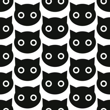 Kara kediler. Beyaz arka plan üzerinde sorunsuz vektör şekli