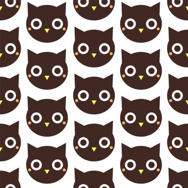 Siyah baykuşlar. Beyaz arka plan üzerinde sorunsuz vektör şekli