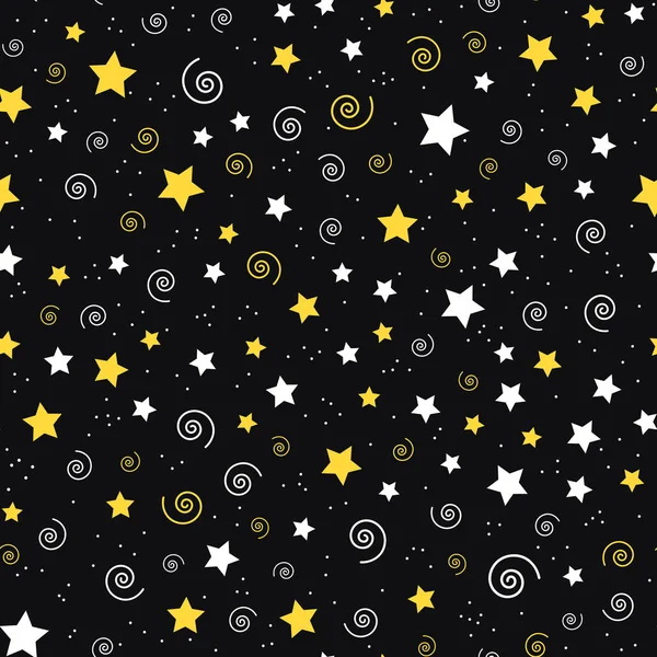 Stars and spirals. Seamless vector pattern — Stock Vector