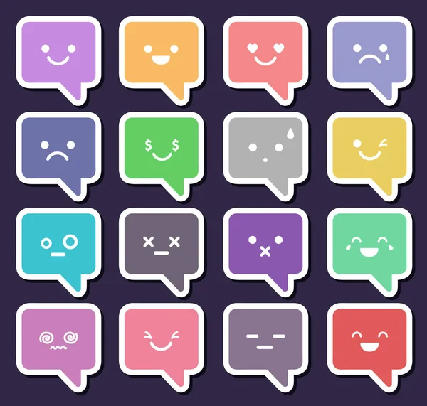 Chat icon set. Speech bubble with emotion faces — Stock Vector