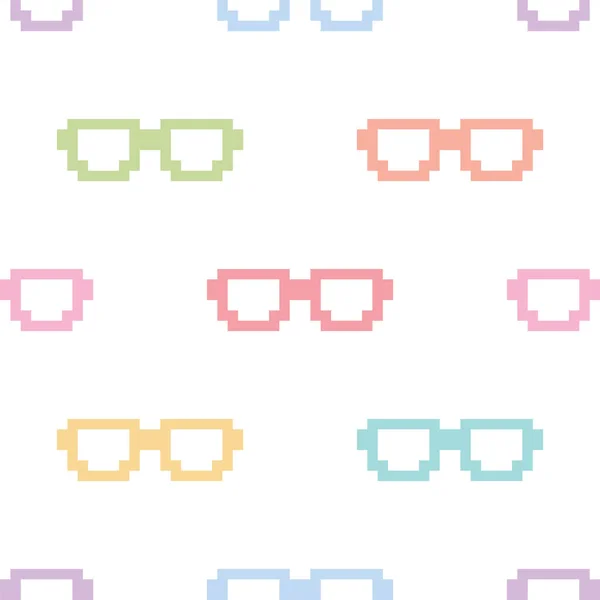 Pixel glasses. Seamless vector pattern — Stock Vector
