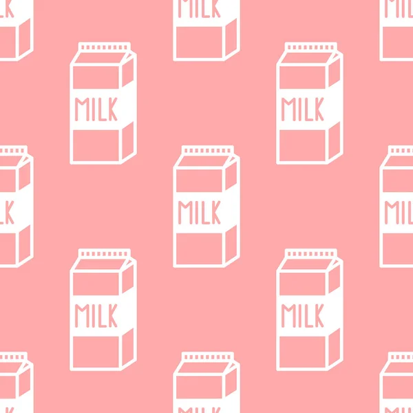Patrón sin costura de dibujos animados con leche en botellas de papel — Vector de stock