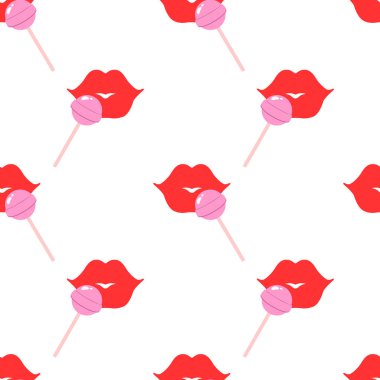 Şeker dudaklar. Sorunsuz vektör desen. 