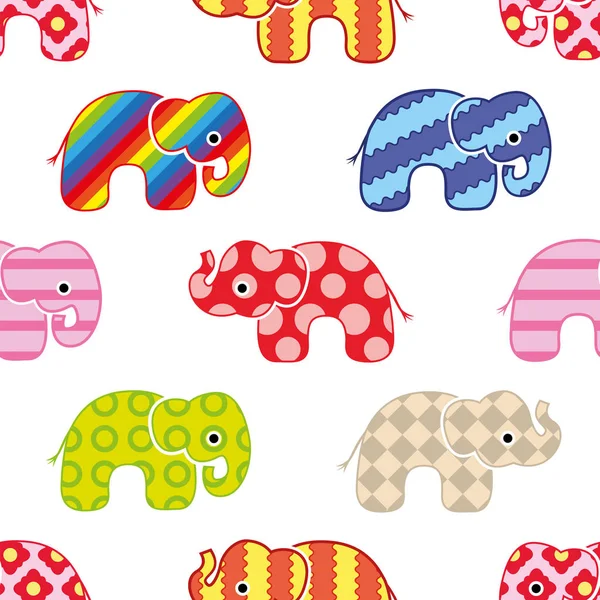 Colorful elephants pattern — Stock Vector