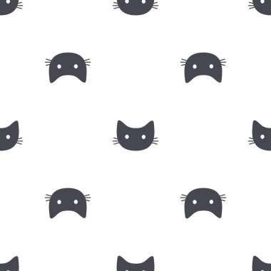 Gri kedi. Beyaz arka plan üzerinde sorunsuz vektör şekli