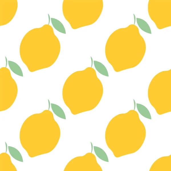 レモンのパターン。白地のシームレスなベクトルの背景 — ストックベクタ