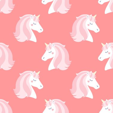 Şirin tek boynuzlu at. Sorunsuz vektör desen. Karikatür tarzı