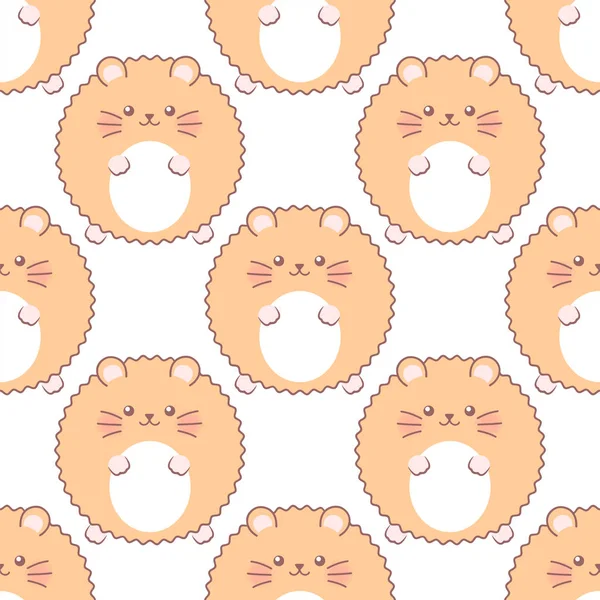 Fluffy golden hamster. Seamless vector pattern — Stock Vector
