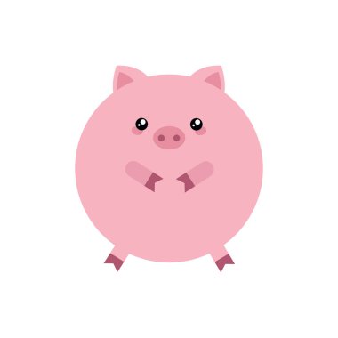 Şişko domuz. Beyaz arka plan üzerinde izole sevimli vektör çizim