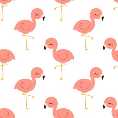 Küçük şirin flamingo. Sorunsuz vektör desen