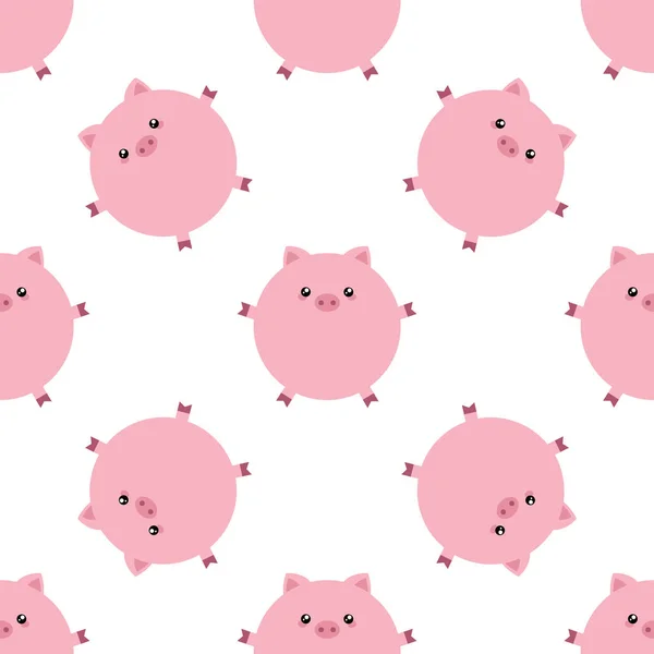 Fat pig. Seamless vector pattern. Flat style — Stock Vector