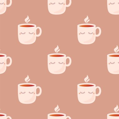 Çay desenli şirin bir çizgi film.