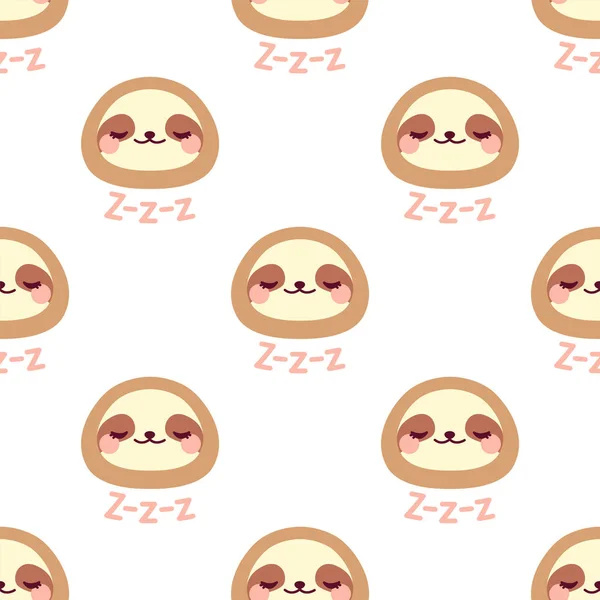 Cute sloth sleepy face pattern — Stock Vector