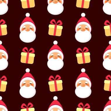 Hediye desenli mutlu Noel Baba yüzü