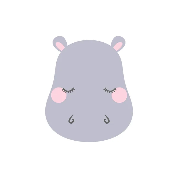 น่ารัก hippo ง่วงหน้า — ภาพเวกเตอร์สต็อก