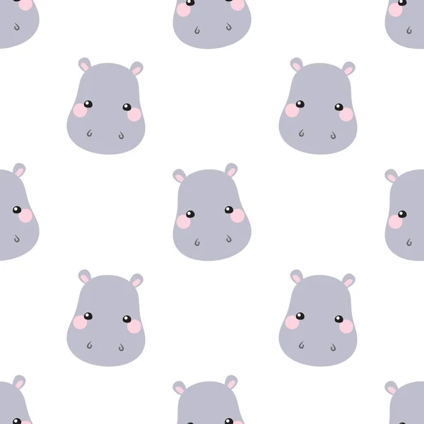 Cute hippo face pattern — Stock Vector