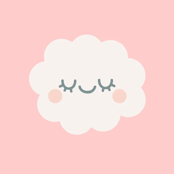 Cute cloud with closed eyes — Stock Vector