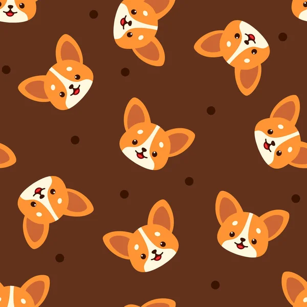 Cute corgi face and dots pattern — Stock Vector