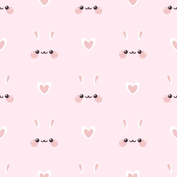 Cute cartoon bunny with hearts pattern — Stock Vector