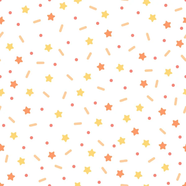 Confetti Stars White Background Seamless Vector Pattern — Stock Vector