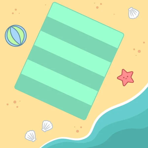Cartoon Beach Illustrazione Vettoriale Vacanze Estive Vista Dall Alto — Vettoriale Stock