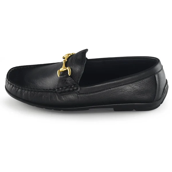 Siyah Deri Giyen Erkek Aylak Ayakkabı Sola dönük