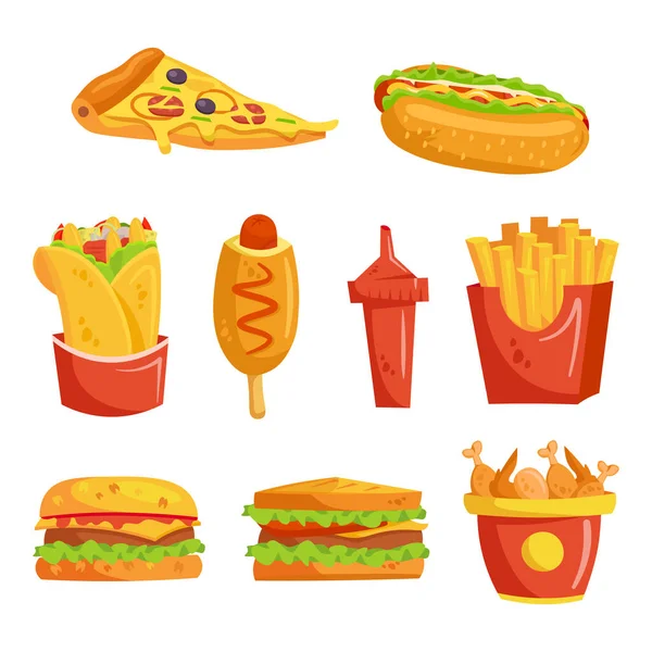 Fast food set — Stock Vector