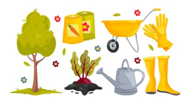 Çizgi film bahçe araçlarını ayarla