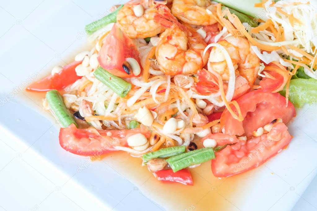 Thai seafood papaya salad