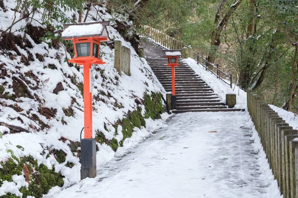 Chodník Zimě Sněhu Kuramadera Stock Snímky