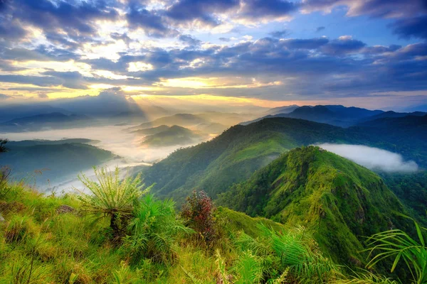 Toppen af bjergudsigten om morgenen i Lerkwador, Tak-provinsen, Thailand - Stock-foto