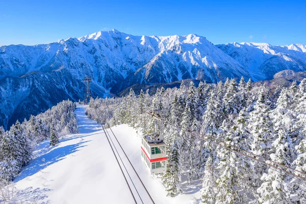 Shin-Hotaka Ropeway sube a la cima de la montaña Hotaka Imágenes de stock libres de derechos