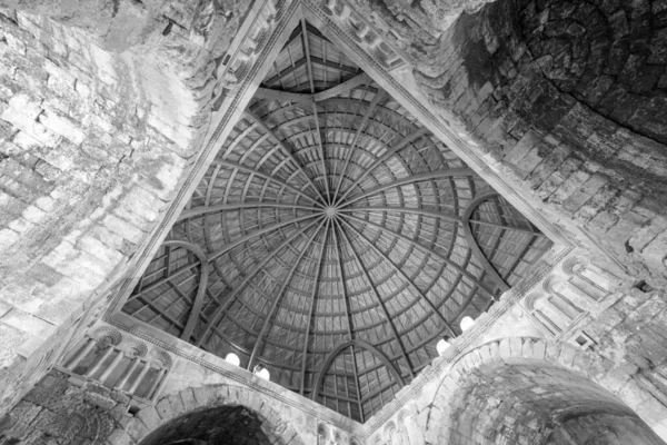 Templo Hércules Palacio Ummayad Plano Interior Cúpula Madera Blanco Negro —  Fotos de Stock