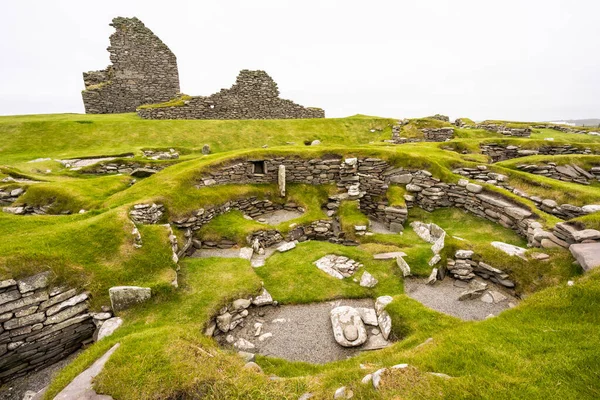 Sumburgh, Shetland, İskoçya 'daki Jarlshof Tarih Öncesi ve İskandinav yerleşimi